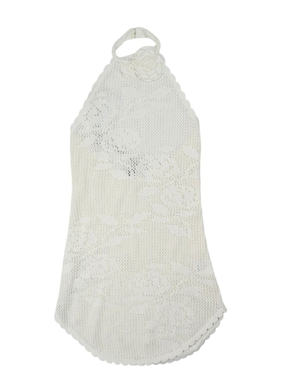LOBA Kataleya Pointelle Halter Dress in Ivory